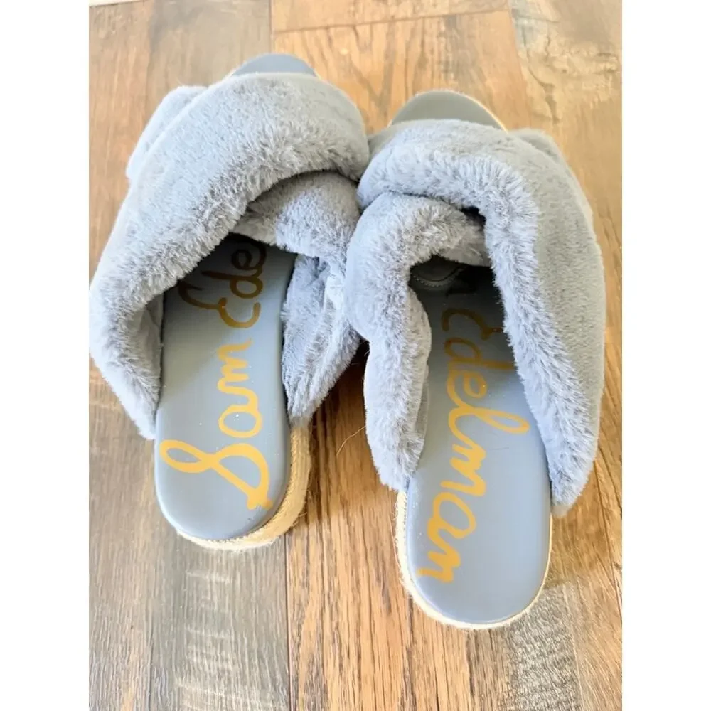 8.5 Espadrille wedge sandals mules | Sam edelman Zia Faux Fur | coastal bohemian